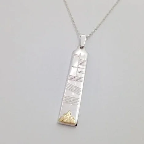 genuine ruby ring women Silver Ogham Pendant with 14K Symbol - Skellig Michael