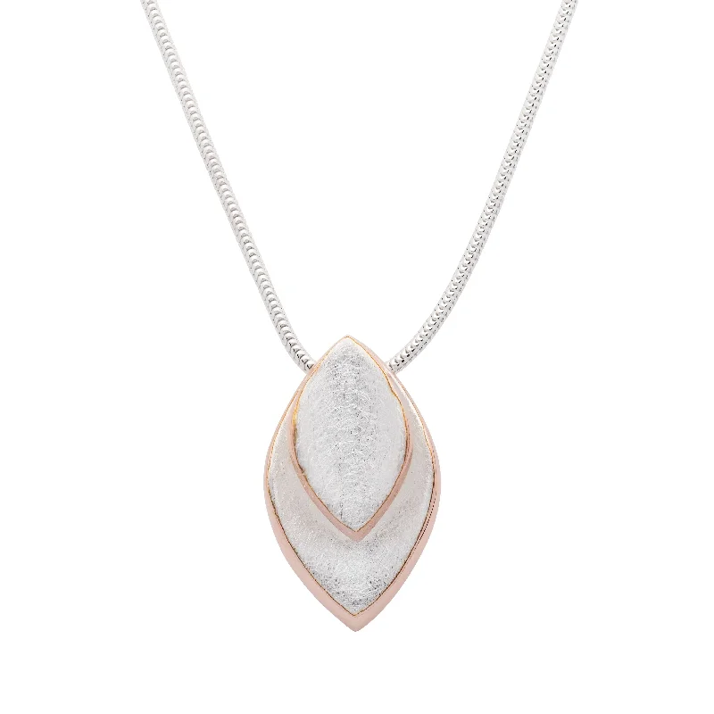 rose gold anklet chain Silver & Rose Gold Leaf Pendant