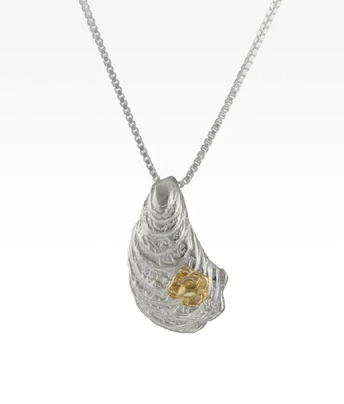 men’s tungsten carbide ring Small Oyster Spat with Gold Crab Necklace