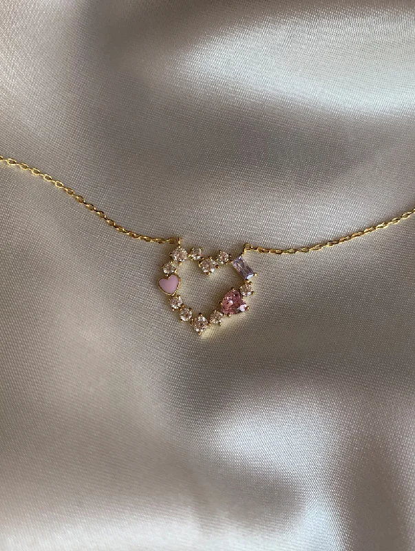 black spinel ring men Sophia Pastel Heart Choker