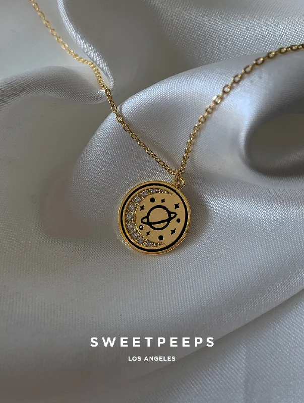 aquamarine and diamond wedding ring Space Cadette Necklace