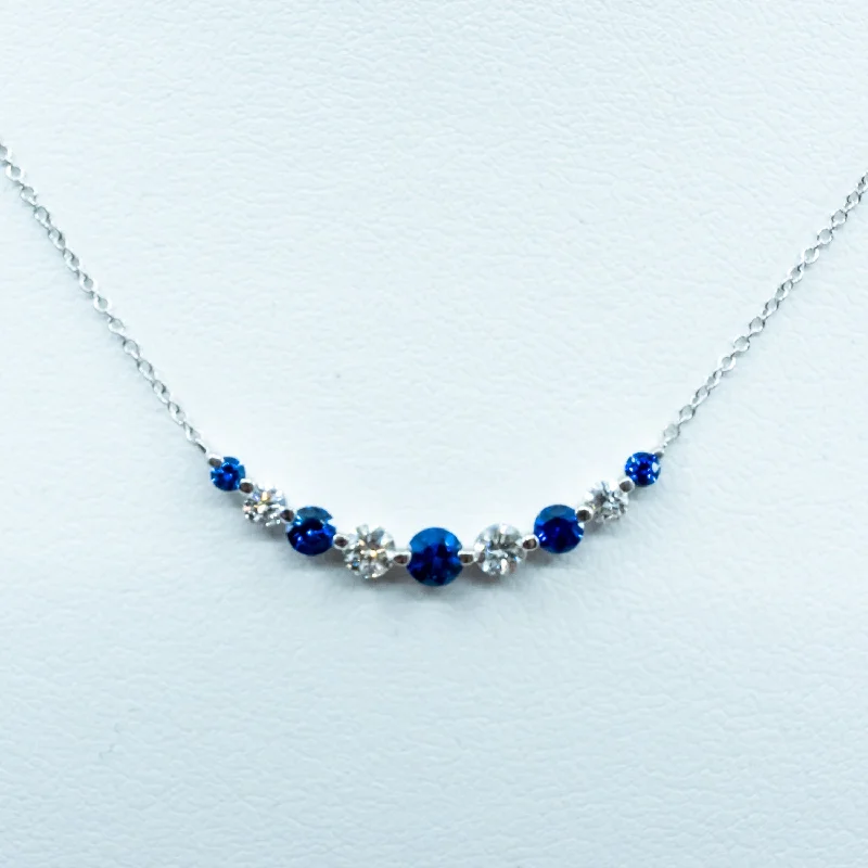 Spark Diamond and Sapphire Expression Necklace 0.45cttw/0.47cttw/18KW