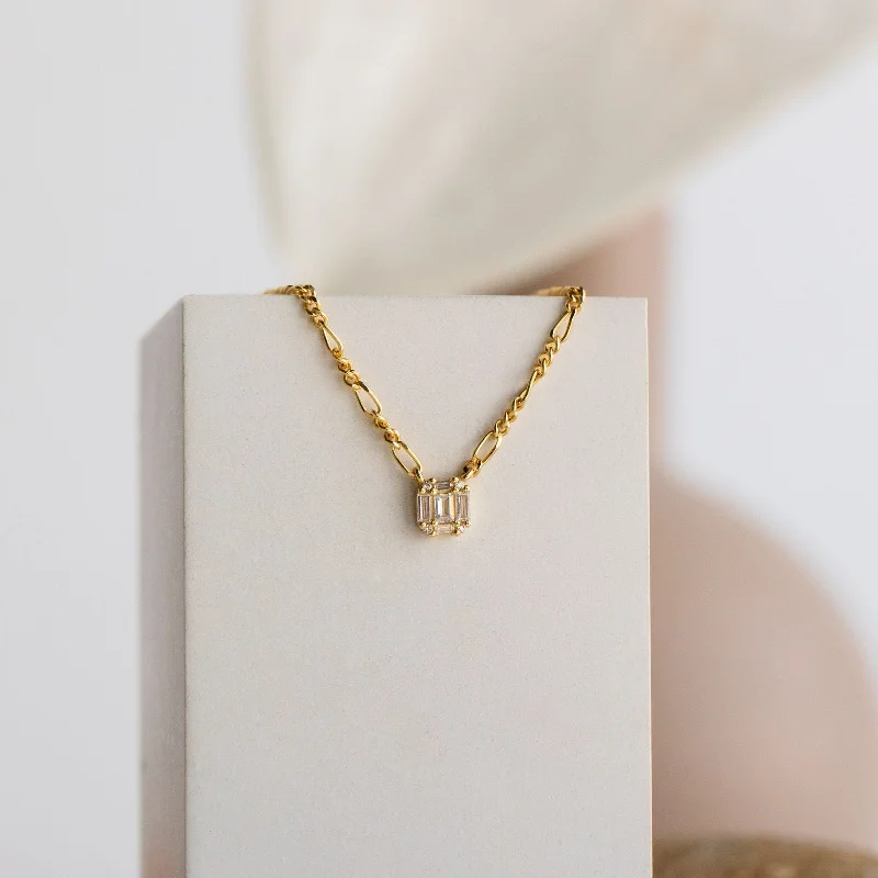 infinity necklace with birthstones Square Diamond Figaro Necklace