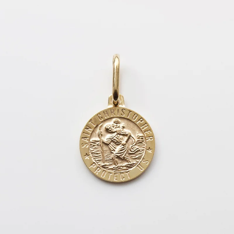layered gold coin pendant necklace St Christopher Charm