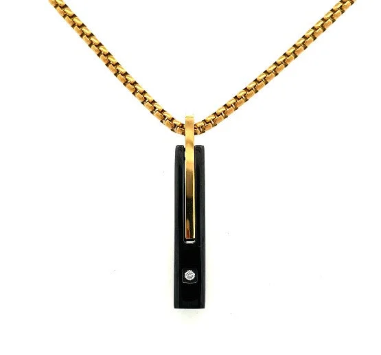 vintage-style garnet ring Stainless Steel Gold Plated Bar Necklace