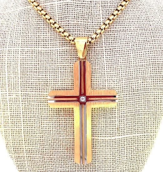 handmade resin flower earrings Stainless Steel Gold Plated Cross Necklace