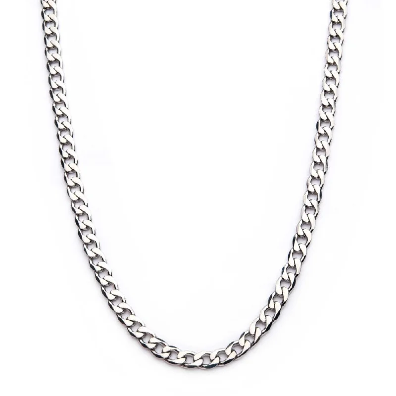 real zircon gemstone bracelet 8mm Stainless Steel Bevel Curb Chain Necklace | Fernbaugh's Jewelers