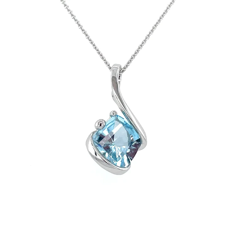 classic pearl bridal earrings Sterling Silver and Blue Topaz Pendant