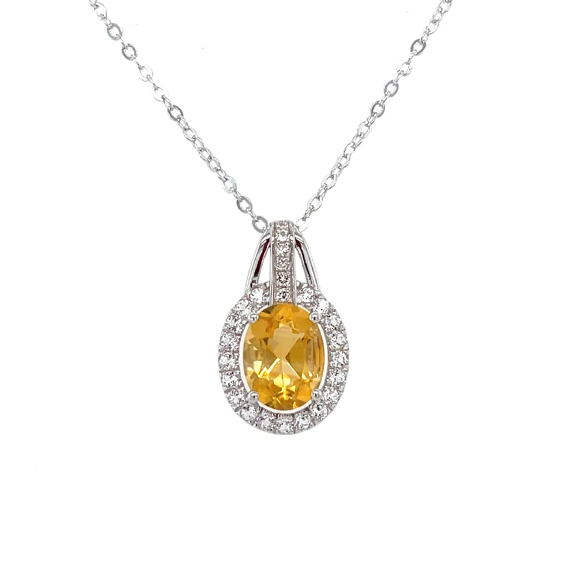 vintage-inspired moonstone necklace Sterling Silver Citrine and White Topaz Pendant
