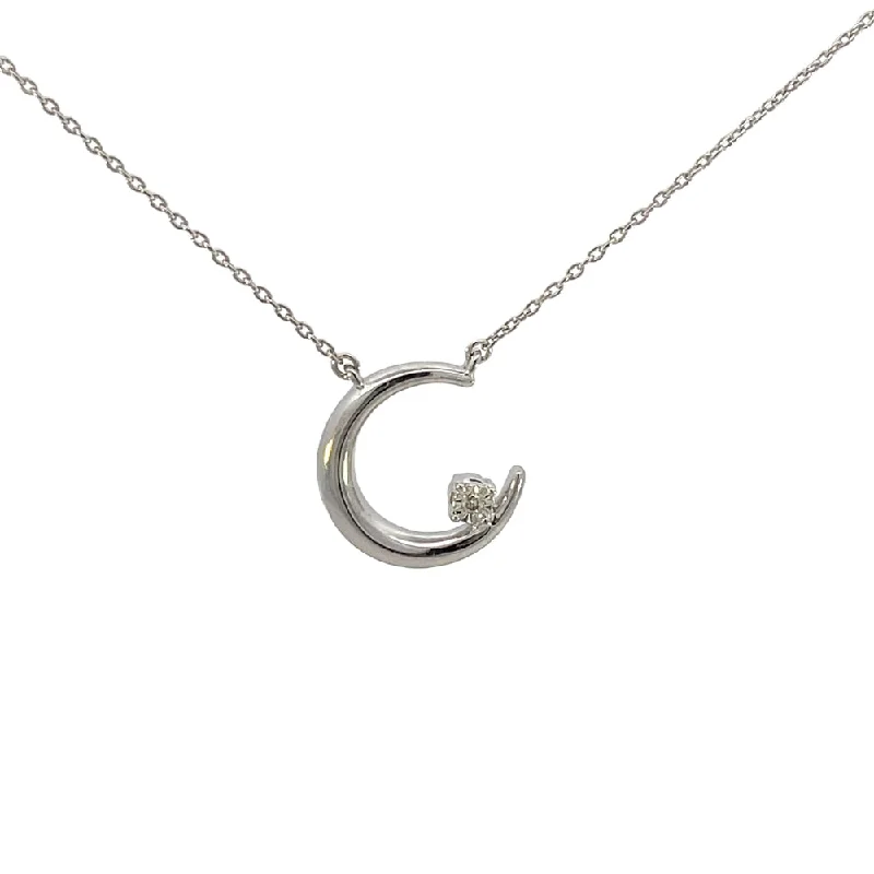 gold moonstone cocktail ring Sterling Silver Crescent Moon Diamond Pendant