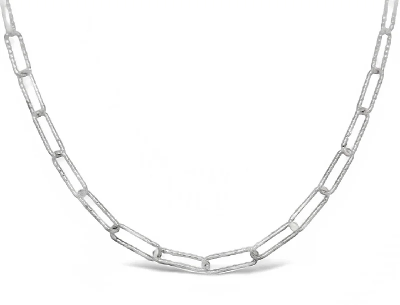 minimalist sapphire drop necklace Sterling Silver Diamond Cut Paperclip Chain | Fernabugh's Jewelers