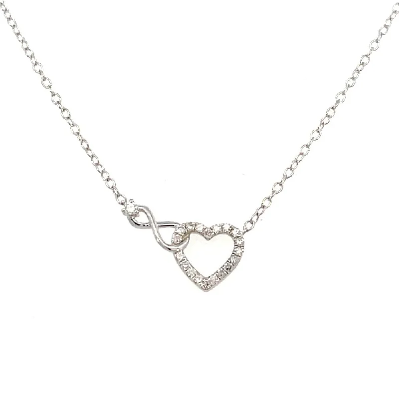 delicate heart stud earrings Sterling Silver Diamond Heart Pendant 1/10 CTW
