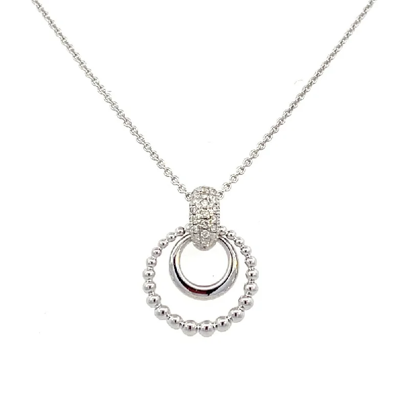 women’s leather wrap bracelet Sterling Silver Double Circle Pendant with Diamond Bail