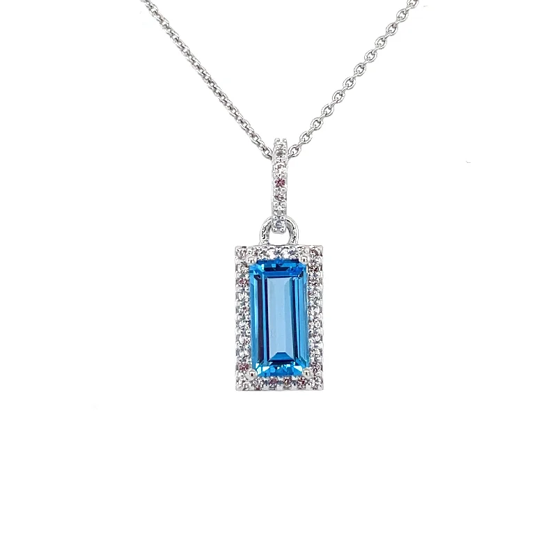 rose gold cartilage barbell Sterling Silver Emerald Cut Blue Topaz Pendant