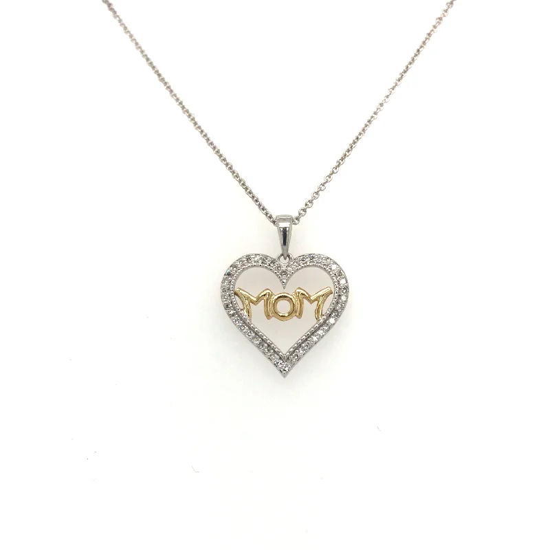 celestial moonstone ring gold Sterling Silver & Gold "Mom" Heart Diamond Pendant