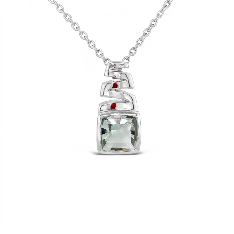 handmade clay bead earrings Sterling Silver Green Garnet Pendant