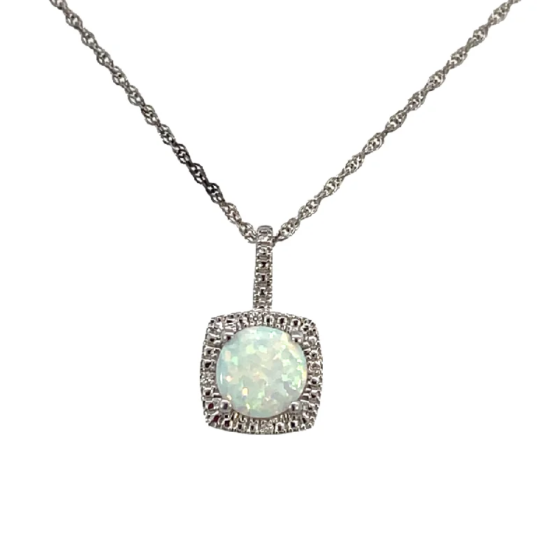 dainty butterfly pendant necklace Sterling Silver Halo Style Opal Pendant