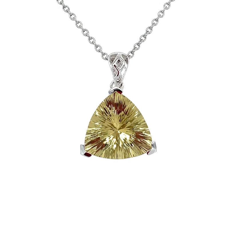 double-layered choker necklace Sterling Silver Lime Quartz Pendant