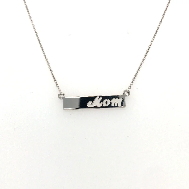 butterfly charm bracelet delicate Sterling Silver "Mom" Bar Pendant