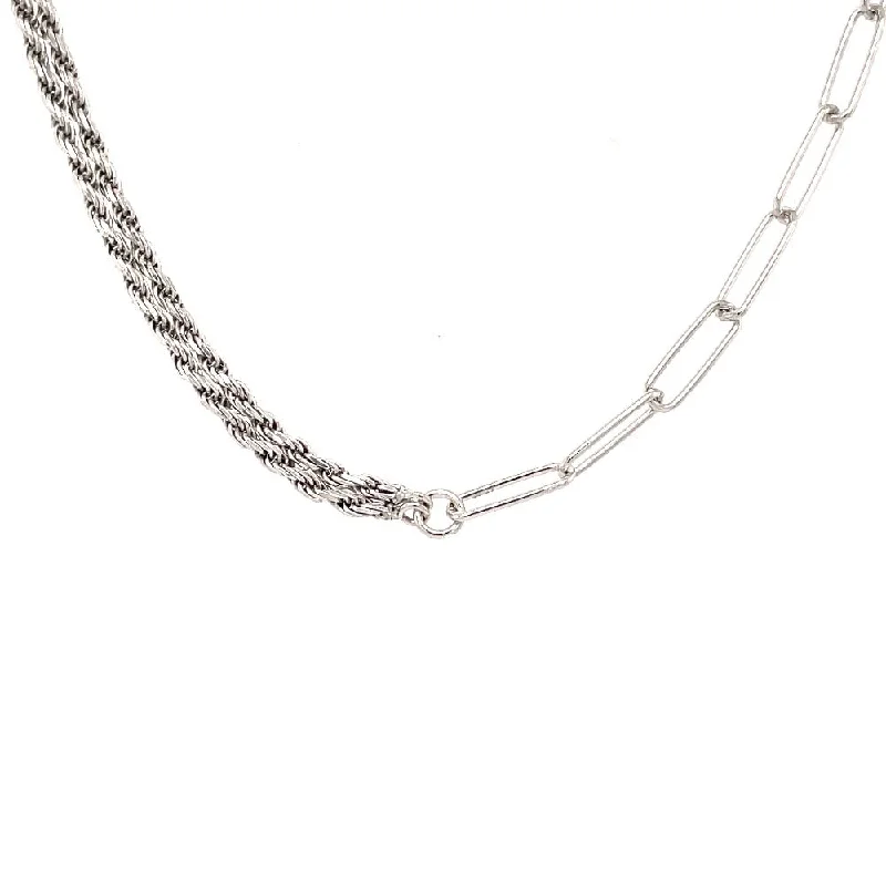 tiny diamond cross necklace Sterling Silver Paperclip and Rope Chain Necklace