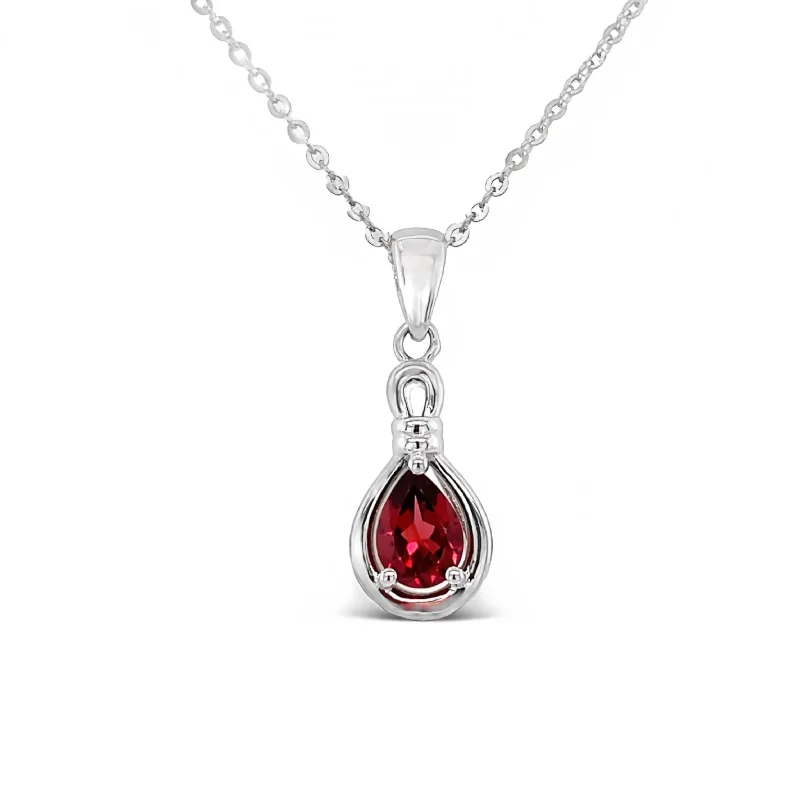 gold-plated snake chain bracelet Sterling Silver Pear Shaped Garnet Pendant
