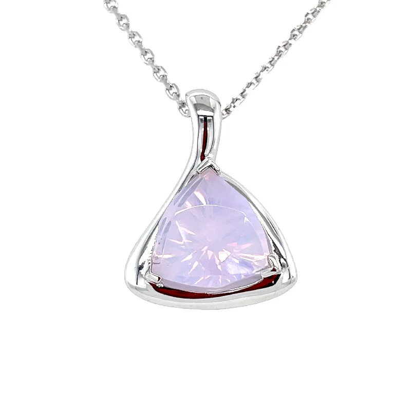 minimal diamond bar necklace Sterling Silver Rose Quartz Pendant
