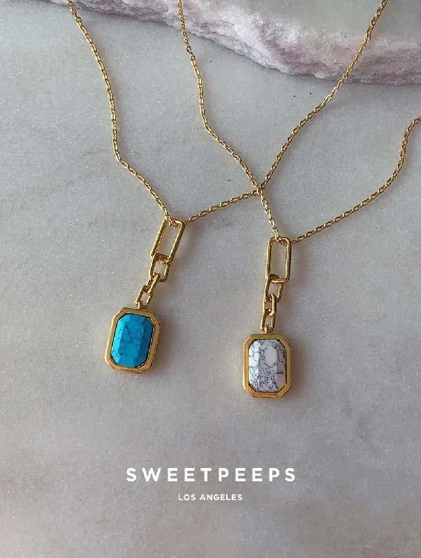 dainty gemstone chain bracelet Stone Chain Pendant Necklace