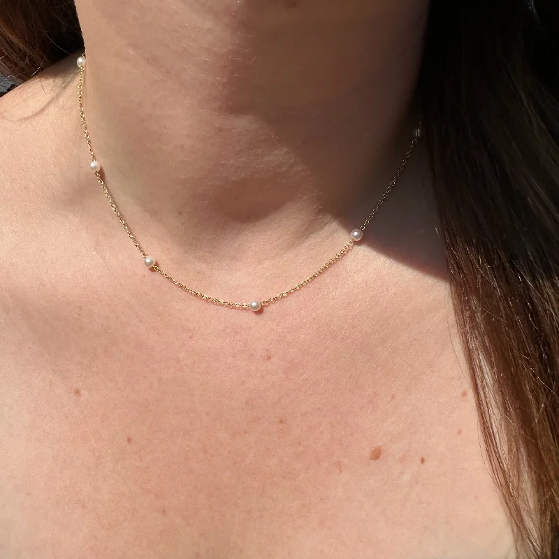 rose gold ring with diamonds SWEETHEART PEARL NECKLACE
