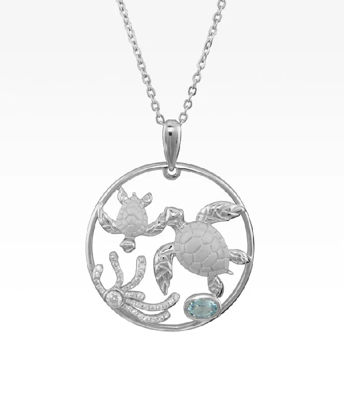 unique diamond eternity band Swimming Turtles Necklace