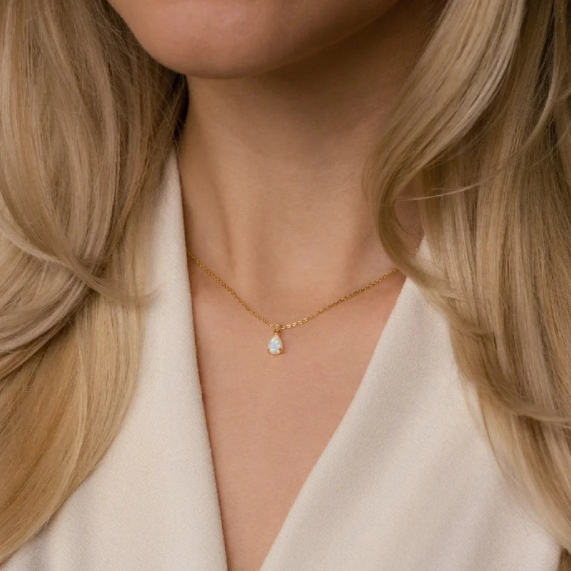dainty heart charm necklace Tabitha Opal Drop Necklace