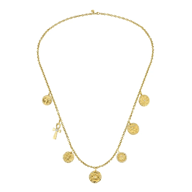 chunky chain necklace trendy The Seven Pendant Coin Necklace