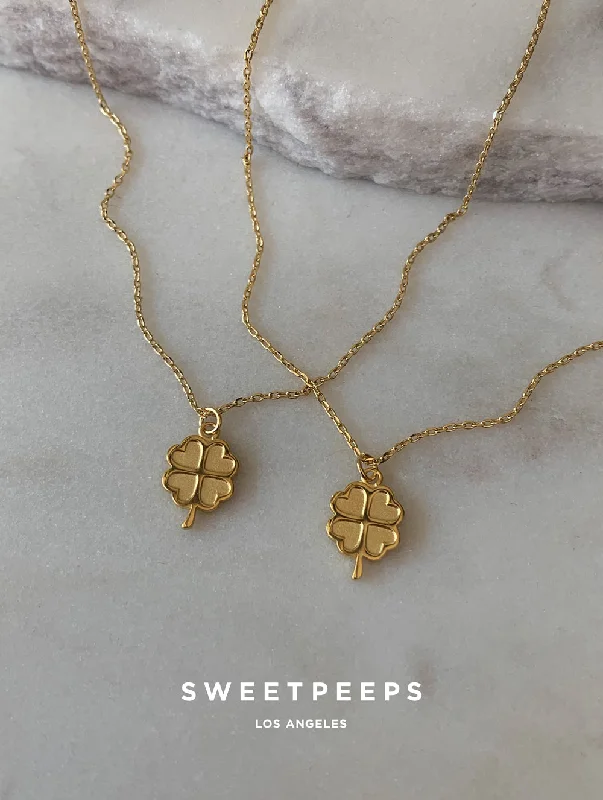 braided wedding ring men Tiny Lucky Clover Necklace