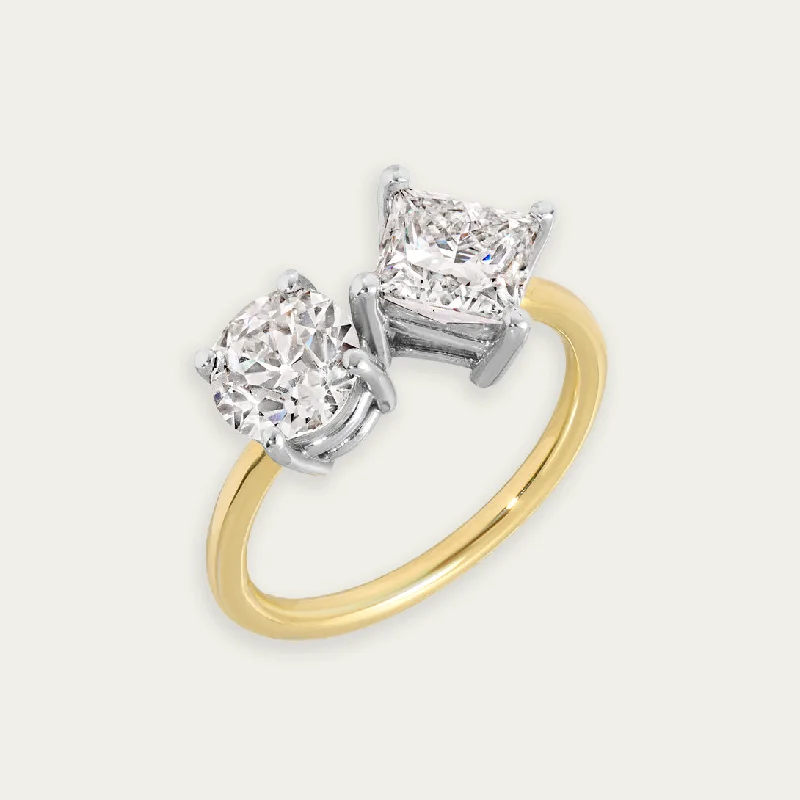 minimalist threader earrings gold TOI ET MOI ROUND AND RADIANT DIAMOND RING