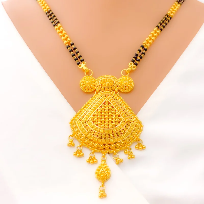 round-cut blue sapphire earrings Traditional Sculptural 22k Gold Tasseled Mangal Sutra