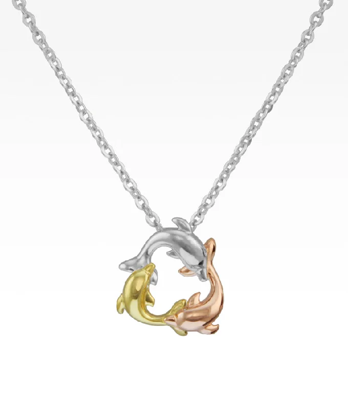 men’s titanium ring with diamonds Tri-Color Dolphin Necklace