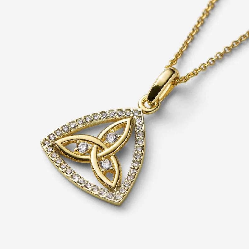 custom gold name necklace Trinity Knot With Surrounding Stones