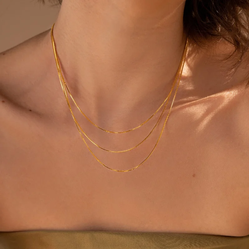 round-cut blue sapphire earrings Triple Box Chain Necklace