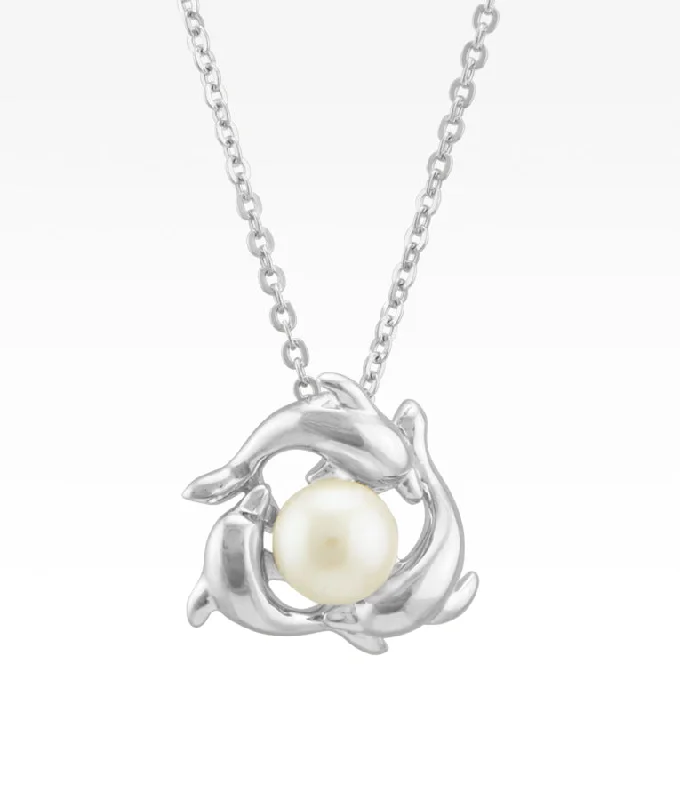 infinity loop ring rose gold Triple Dolphin Necklace with Pearl