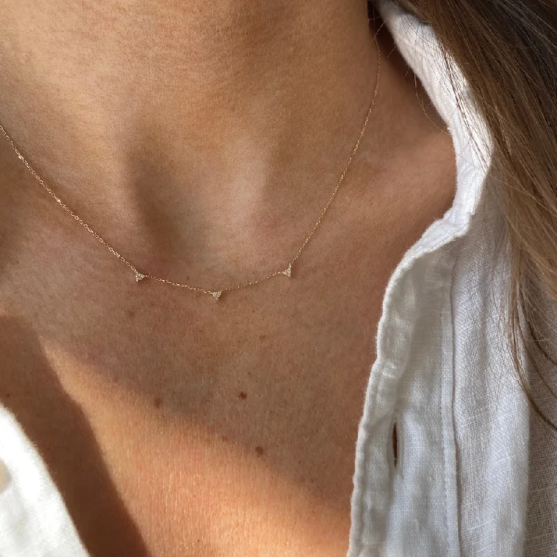 fine silver herringbone necklace TROIS DIAMOND NECKLACE