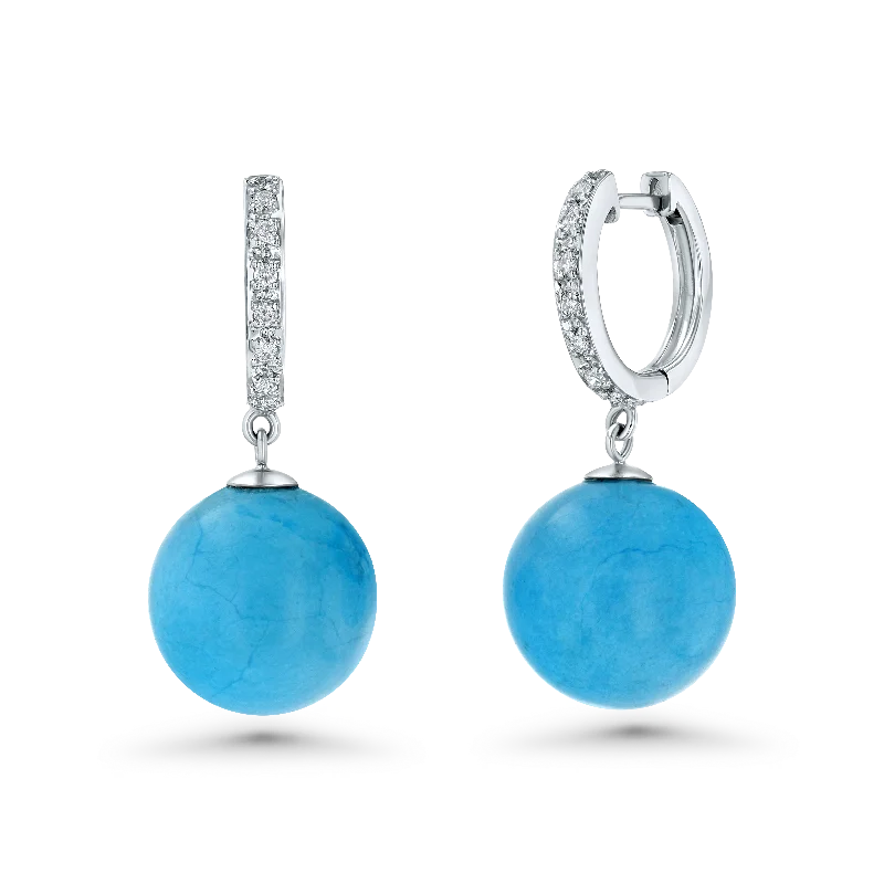 emerald cut diamond earrings Turquoise Diamond Drops