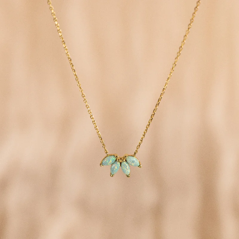 silver moon phase pendant Turquoise Opal Marquise Necklace