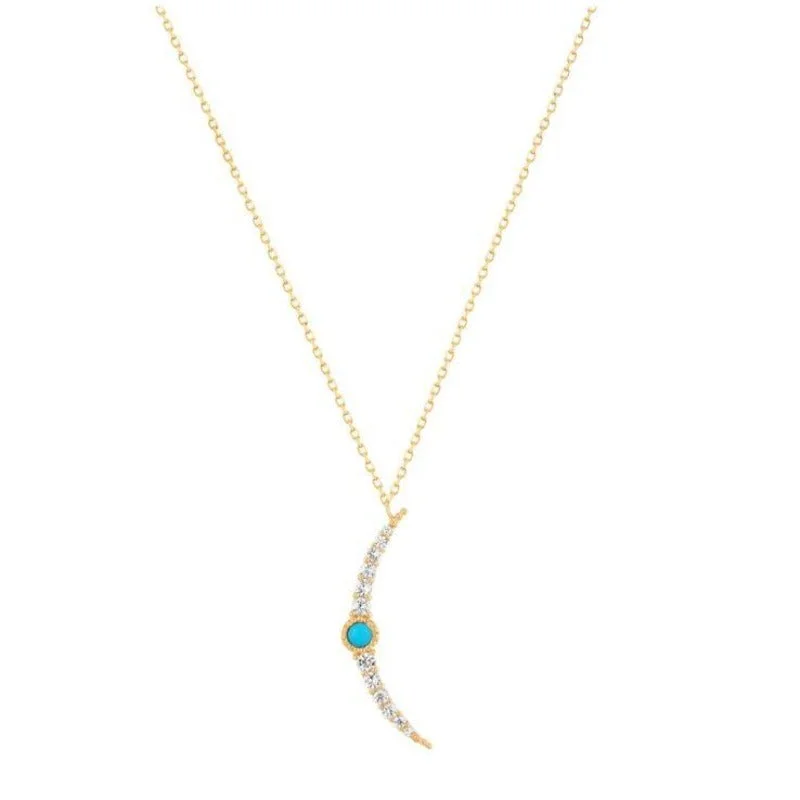 real diamond eternity band Turquoise & White Sapphire Crescent Moon Necklace