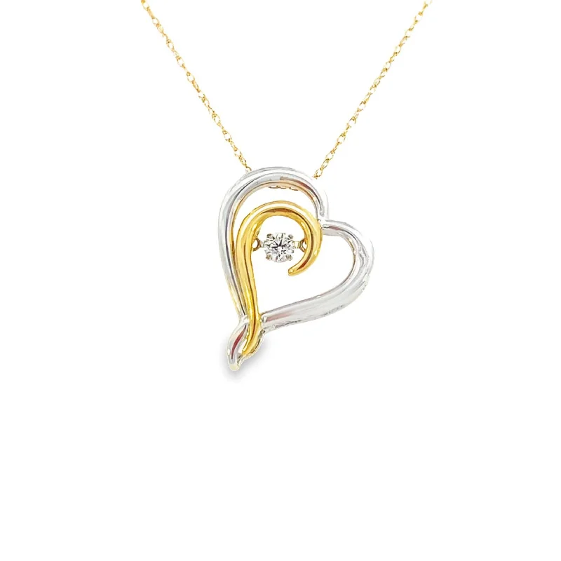 white gold necklace simple Two-Toned Gold and Diamond Rhythm of Love Heart Pendant