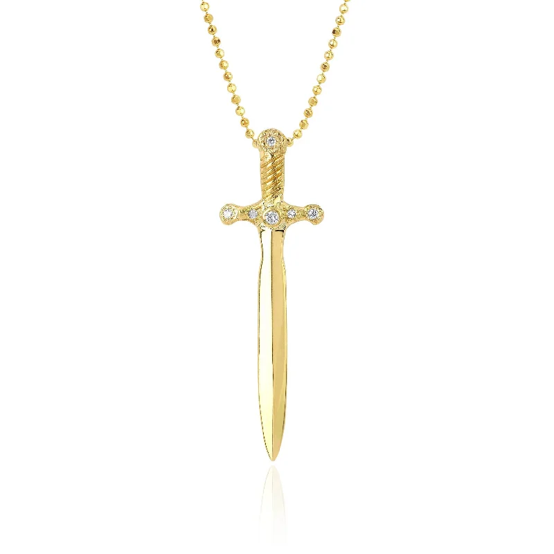 sterling silver charm anklet Valor Sword Pendant with Diamonds