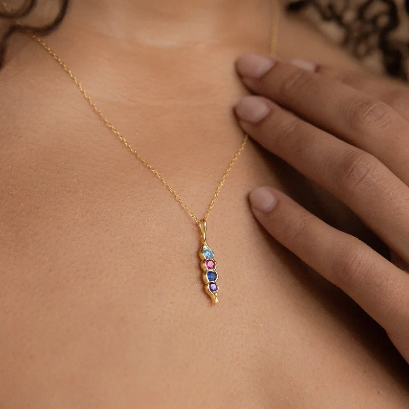 handcrafted gemstone pendant Vertical Pod Birthstone Necklace