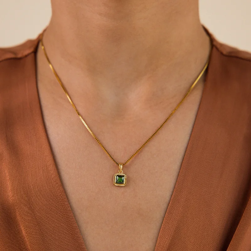 modern geometric drop earrings Vintage Emerald Pendant Necklace