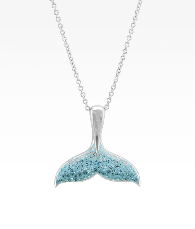 sterling silver angel wing pendant Crystal Whale Tail Necklace