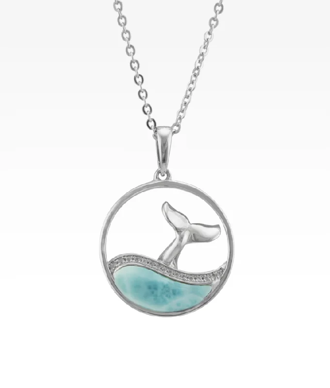 minimalist gemstone stud earrings Whale Tail with Larimar Necklace
