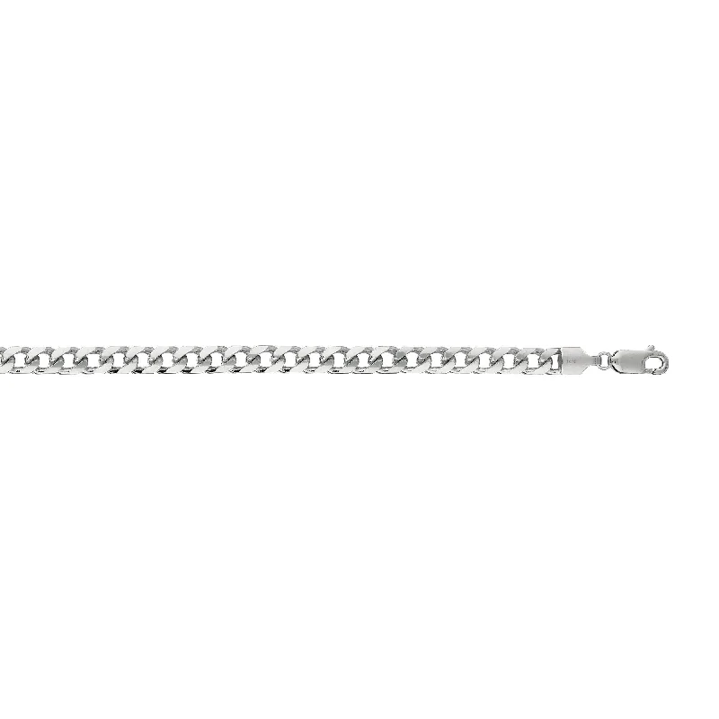 hammered silver wedding band White 14K Gold 5mm Miami Cuban Chain