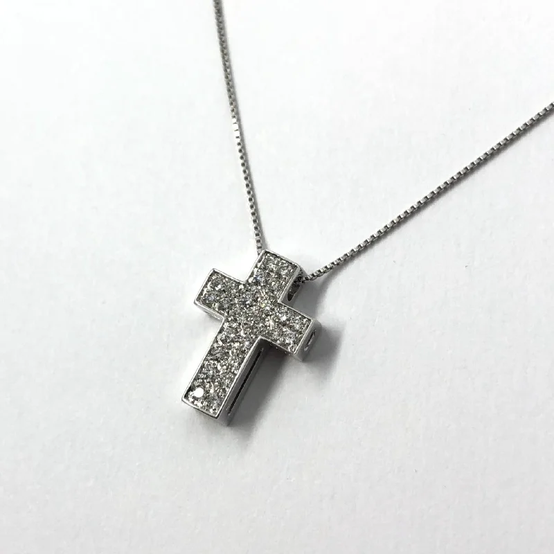 statement gold cuff earrings White and Black Diamond Cross Necklace